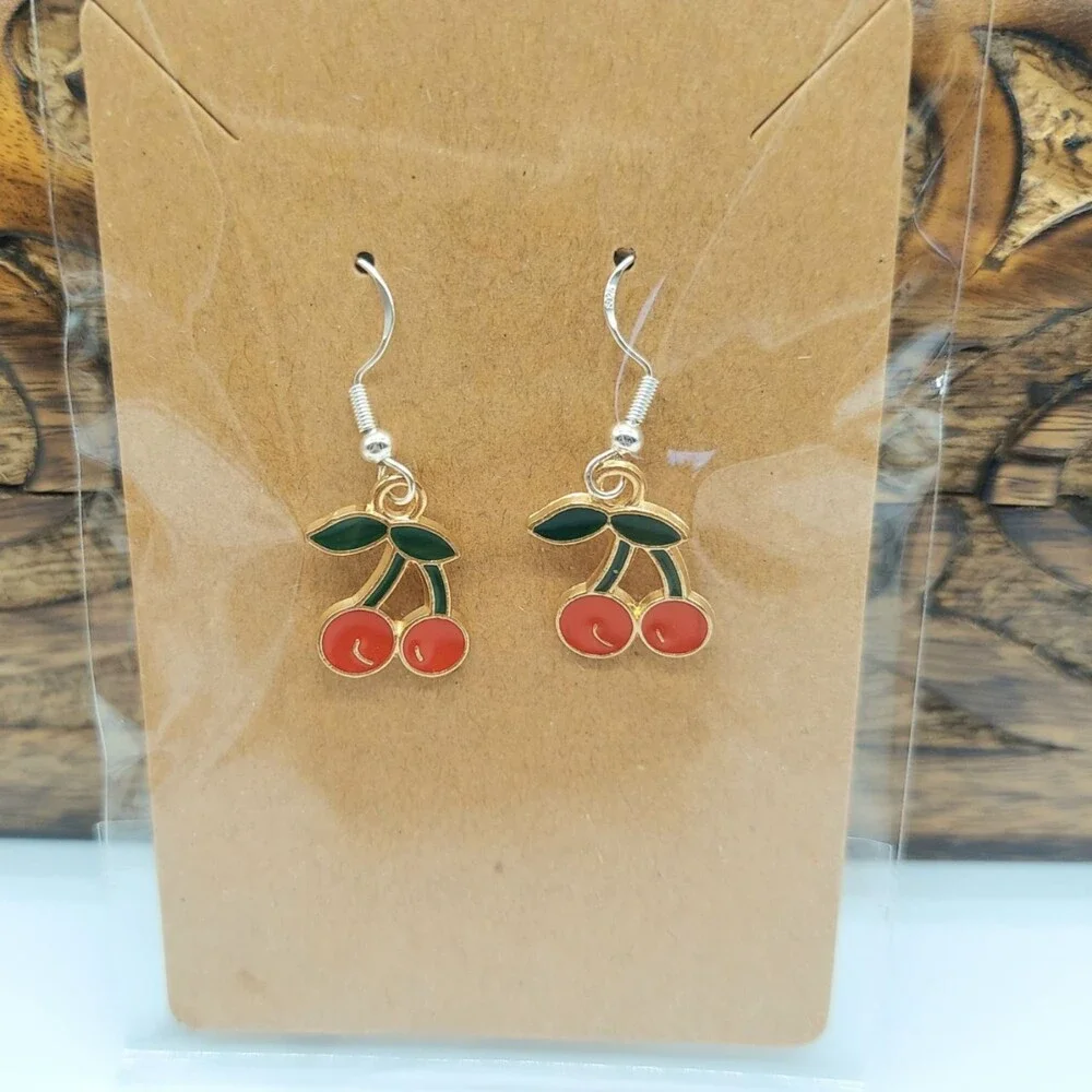 Cherry Earrings Cottagecore Boho Summer Tropical